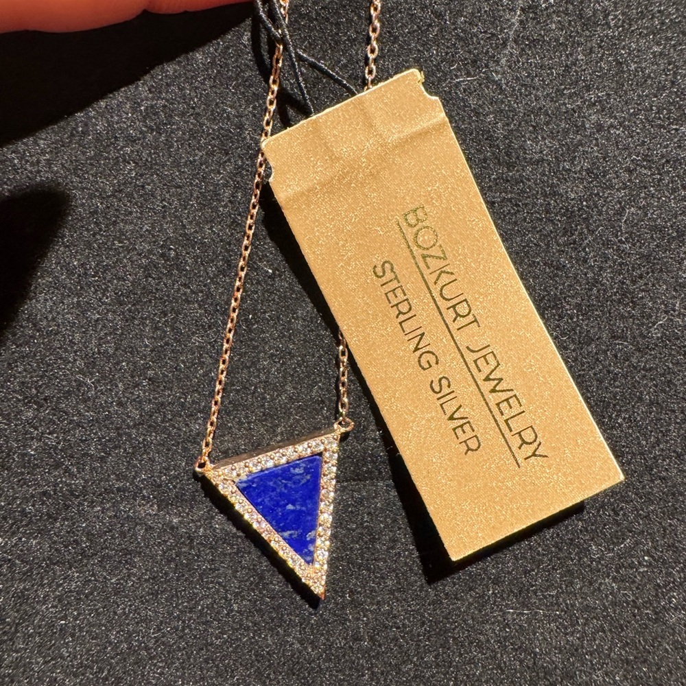 Sterling Silver Blue Triangle Necklace